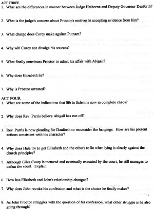 The Crucible Quotes Act 1 Crucible - movie (continue questions)
