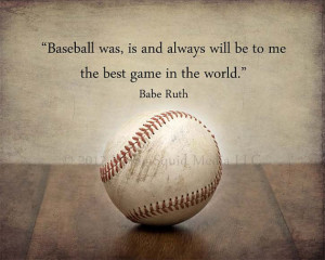 Baseball Art: Vintage Baseball Photo Print Featuring a Babe Ruth Quote ...