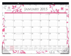 Blue Sky 2015 Alexandria Monthly Desk Pad Calendar, Case Bound, Pink ...
