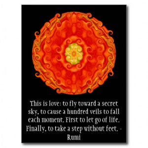 Rumi Quote - famous spiritual author, sufi mystic Postcard