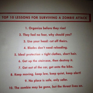 Funny Pics 2014 Top 10 Lessons For Surviving A Zombie Attack