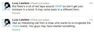 xena herself lucy lawless starts tweeting about it that is
