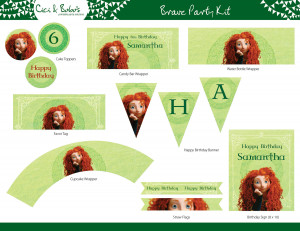 Brave Birthday Party Printable Set Cupcake Toppers Banner picture