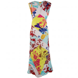 Christian LaCroix Sleeveless Peacock Floral & Butterfly Print Silk ...