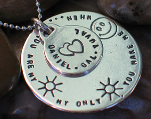 Quote Necklace - Stamped Discs - Sterling Silver - Choose Song Lyrics ...
