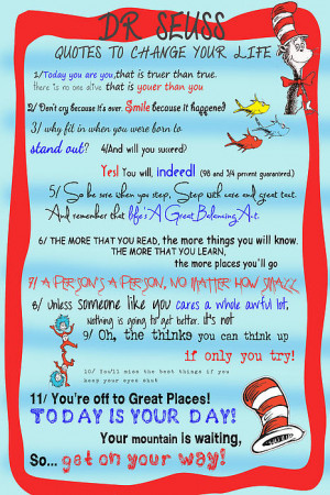 Dr Seuss - Quotes To Change Your Life Print by Georgia Fowler