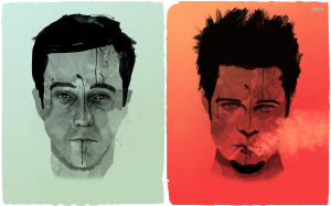 Movies Brad Pitt Fight Club Tyler Durden Edward Norton Narrator