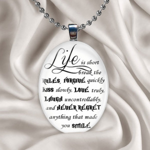GLASS pendant necklace Life is Short quote by petalsofgrace, $9.99