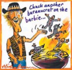 chuck another bureaucrat on the barbie note that barbie bbq