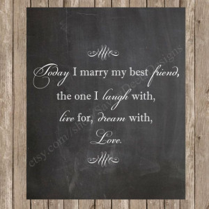 Today I Marry My Best Friend Chalkboard Wedding Quote Printable