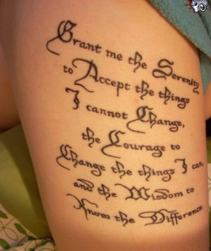 Serenity Prayer inspirational quote Tattoos