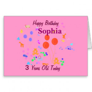 Happy Birthday 3 year old Greeting Card