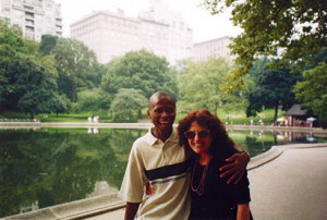 Ishmael Beah with his adoptive mother, Laura Simms, in New York