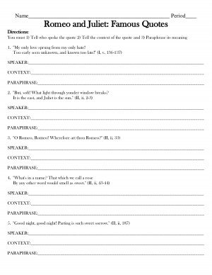 Romeo And Juliet Love Quotes And Meanings