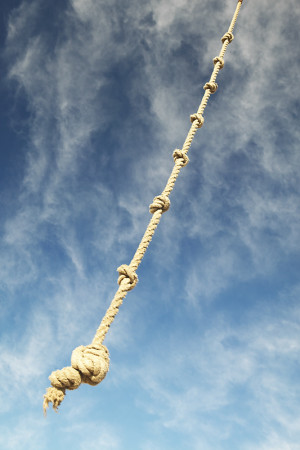 When you reach the end of your rope, tie a knot in it and hang on ...