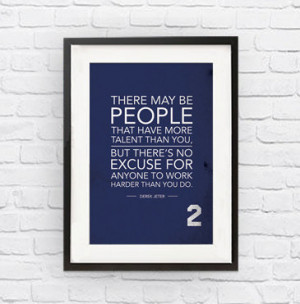 Derek Jeter #2 New York Yankees Inspirational Talent Quote Poster ...