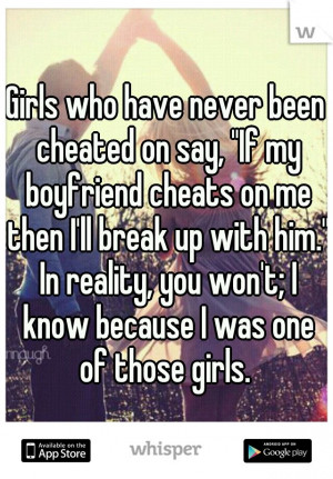 Girls who have never been cheated on say, 