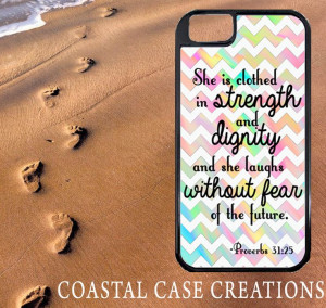 Colorful Chevron Proverbs 31:25 Bible Verse Quote Apple iPhone 4 4G 4S ...