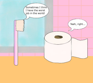 Toothbrush and toiletpaper-conversation by JuliaChaaEriksson