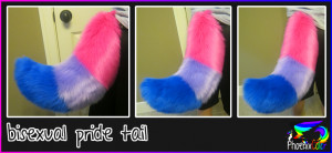The first of my pride tails made, a bisexual one~ The camera didn't ...
