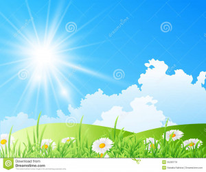 Royalty Free Stock Images: Field of daisies with bright sun