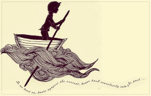 Tattoo idea I drew with the quote from the Great Gatsby, So we beat on ...