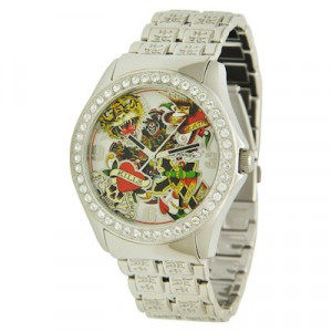 Ed Hardy Mens Ace 2 Stainless Steel Watch