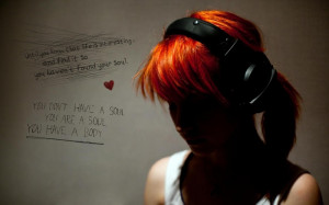 ... headphones women music redheads quotes graffiti celebrity headphones