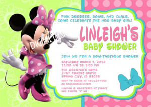 Minnie Mouse Bowtique Baby Shower Invitation Pink Teal Customizable ...