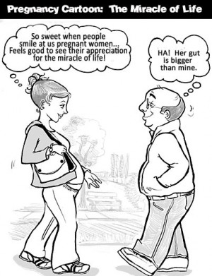Pregnancy Cartoon: Smiling at “The Miracle of Life”