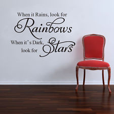 Wall Quote Kid Nursery Decor Vinyl Decal Sticker Look for Rainbows or ...