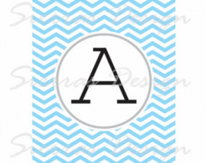 Letter Print Boy, Monogram Art Nursery , Wall Decor, Chevron printable ...