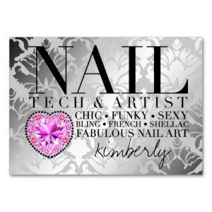 311 Tres Chic Damask Nail Tech Diamond Heart Large Business Cards ...