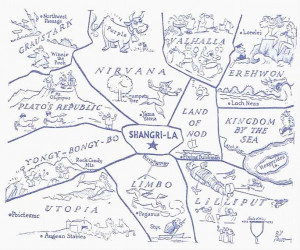 Eine Karte mit den sagenhaften Garten der Hesperiden (aber auch Platon ...