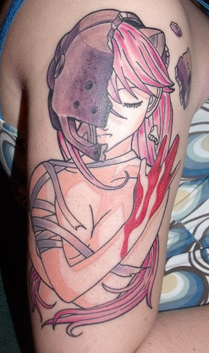 Half Sleeve Animated Anime Girl Tattoo