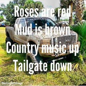 Country music up, tailgate down