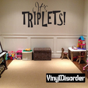Its Triplets Baby Shower Celebrations Vinyl Wall Decal Mural Quotes ...