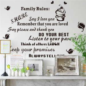 Family Rules wall sticker sayings and words 3d wall paper home decor ...
