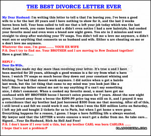 The Best Divorce Letter Ever