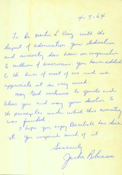Jackie Robinson Inscription Inside of Book