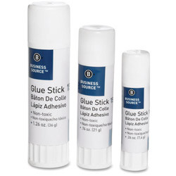 Business Source Glue Stick, Permanent, Acid-free, .74 oz., White