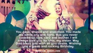 Funny Happy Birthday Quotes for Sister