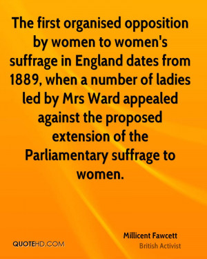 the first organised opposition by women to women s suffrage