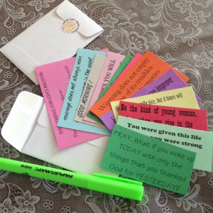 quotes in a #1 coin envelope-all set to give to the girls at YW camp ...
