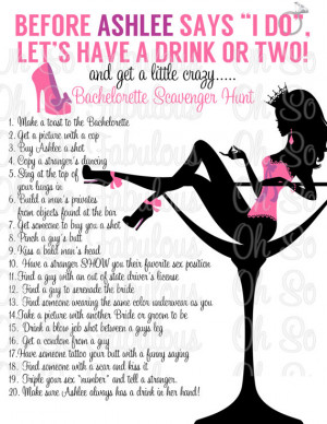 Before She Says I Do - Bachelorette Party Scavenger Hunt - Customized