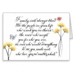 Family isn't always blood quote calligraphy art card