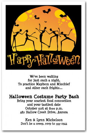 Home Invitations Halloween Invitations Moonlight Skeleton Dance