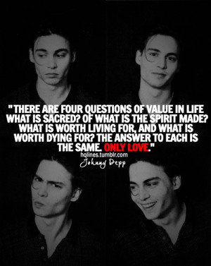 hqlines, johnny depp, life, love, quotes, sayings