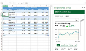 The Bing Finance add-in provides fresh stock quotes and market metrics ...