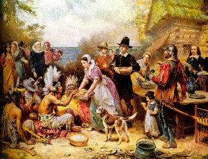 The First Thanksgiving, 1621, Jean-Leon Gerome Ferris